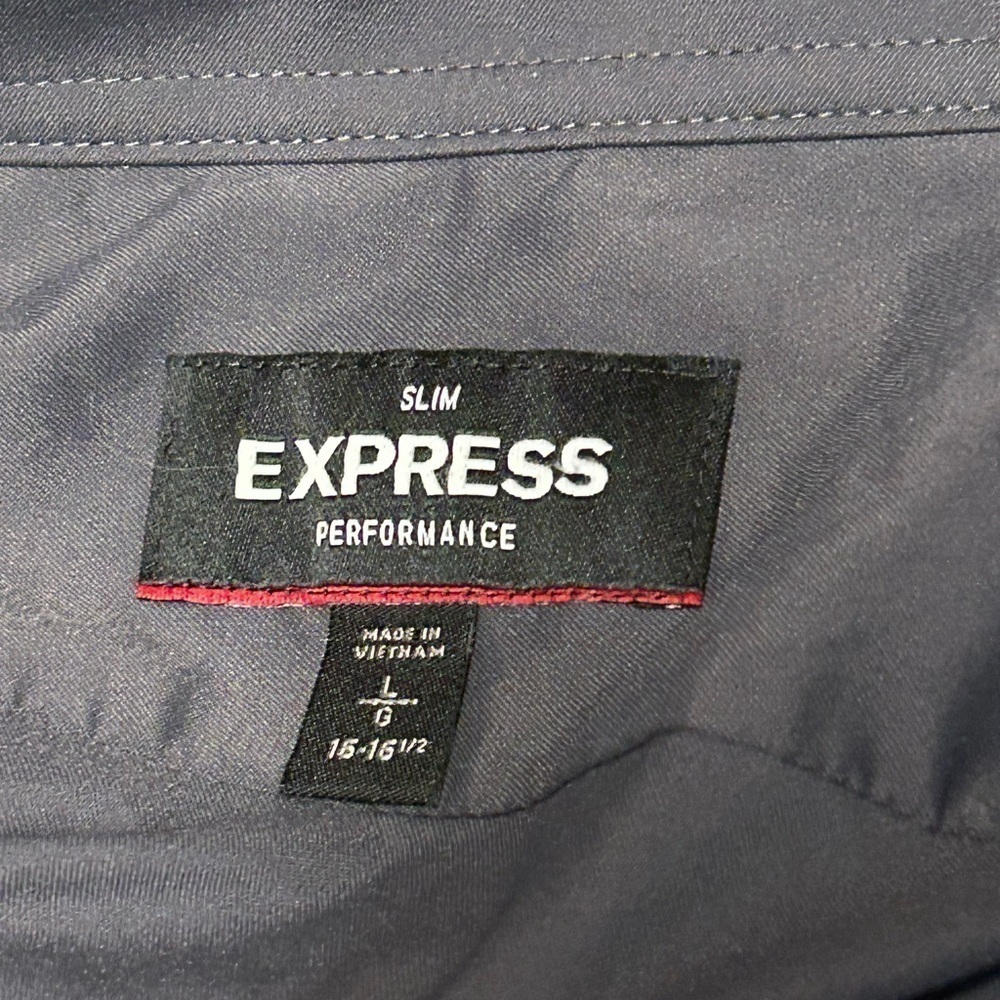 Express Slim Performance Gray Button Down Short S… - image 10